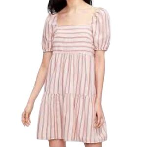 Loft Ann Taylor Dress Striped Babydoll Puffy Short Sleeves Ann Taylor Si…